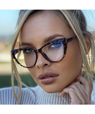 SERONI Cat Eye Blue Light Blocking Glasses - TR90 Frames for Men & Women | Anti-UV 56mm Leopard Design - Buy Online on GoSupps.com