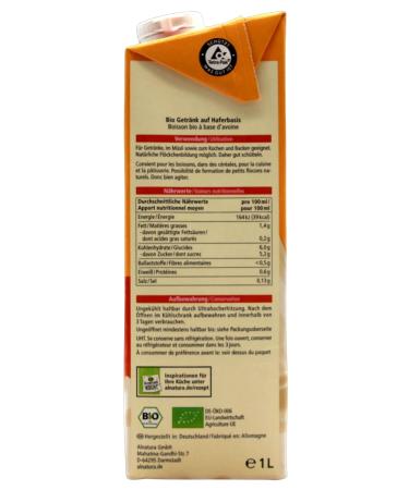 Buy Alnatura Organic Unsweetened Oat Drink - Pack of 8 (8 x 1L) | International Shipping Available - Buy Online on GoSupps.com