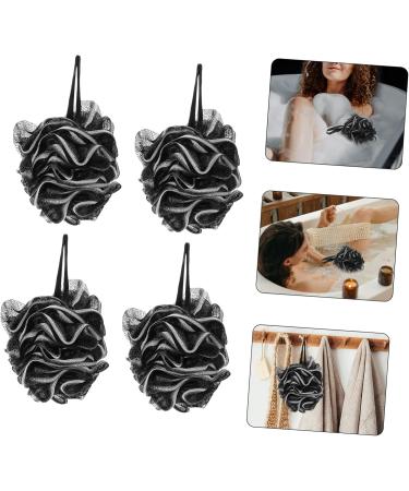 Buy 4pcs Black Bath Loofah Balls - Durable Shower Accessories for a Refreshing Clean | Convenient Bath Sponges - Buy Online on GoSupps.com