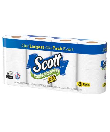 Scott Rapid Dissolve Bath Tissue Made for RVs and Boats (8 Rolls)