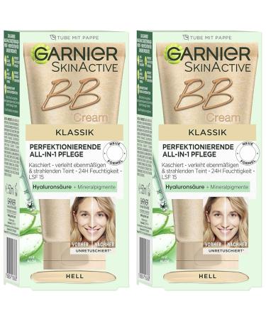 Garnier Skinactive BB Cream-all-in-1 day care with hyaluronic acid and aloe vera hides skin unregulies LSF 15 classical light 50 ml (pack with 2) light 50 ml (2 pack) - Buy Online on GoSupps.com