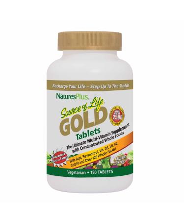 Source of Life Gold Multivitamin - 180 Tablets - Blood Support Bone Support Healthy Immune System - Includes Vitamins D3 B12 K2 & Over 120 Whole Food Nutrients - 60 Servings