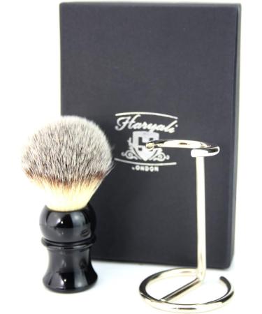 Luxury Shaving Brush Gift Set - Haryali London | Synthetic Hair Steel & Chrome Handle - Perfect Gift for Him - Buy Online on GoSupps.com