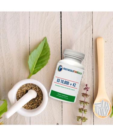 Protocols for Health D3 10 000 + K2 60 Veg Capsules Dietary Supplement - Supports Bone Health 60 Veg Capsules - Buy Online on GoSupps.com