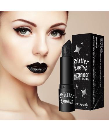  Opilroyn Halloween Black Lipstick Glitter Lipstick | Waterproof Glitter Sparkling Lipstick Non-Stick Matte Balm Body-Free for Women - Buy Online on GoSupps.com