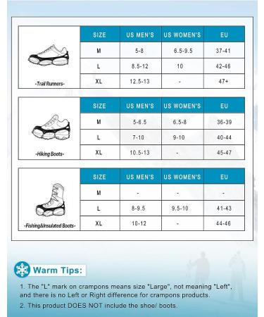 Greatever Anti-Slip Ice Cleats for Hiking Boots - 19 Stainless Steel Spikes - Snow Grips for Shoes - Safe Traction for Hiking, Fishing, Climbing - Medium, Black - Buy Online on GoSupps.com