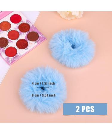 KINBOM Faux Fur Hair Ties - 2 Pack Blue Elastic Pom Poms for Girls | International Shipping Available - Buy Online on GoSupps.com