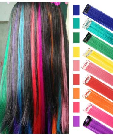 Zhaowei 9-Piece Multi-Color Clip-In Hair Extensions | Princess Rainbow Highlights Synthetic Hair for Parties - Buy Online on GoSupps.com