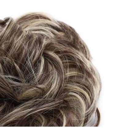 Silk-Co Hair Part with Rubber Band | Wavy Soft Dutt Hair Extensions 35g - Medium Brown & Bleaching Blonde Messy Bun Updos - Buy Online on GoSupps.com