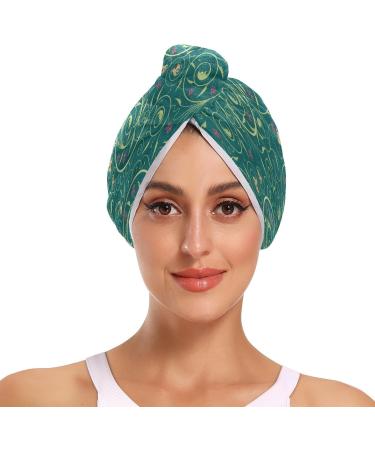 Green Wildflowers Leaf Dry Hair Cap | Quick Drying Towel Set with Button Headband | Super Absorbent & Comfortable - Buy Online on GoSupps.com