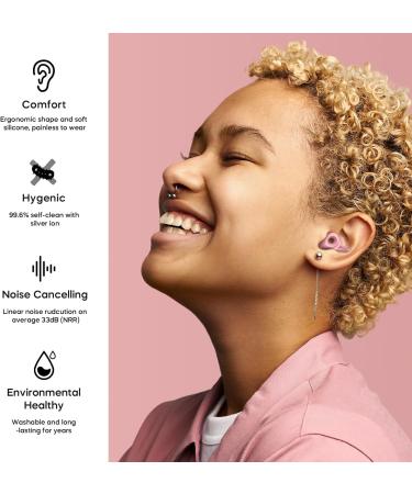 Premium 33dB Silicone Earplugs for Sleeping | Reusable Noise Cancelling Ear Protection for Travel Snoring & More - Moto-Pink - Buy Online on GoSupps.com