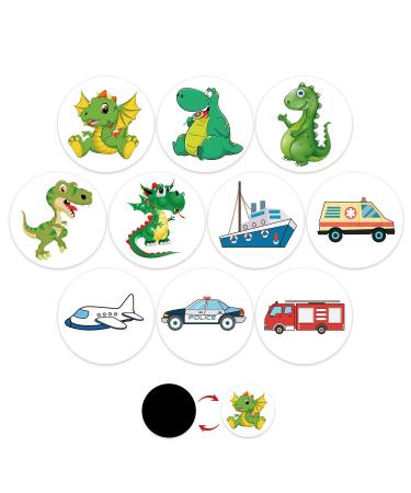 10pcs Potty Training Stickers Reusable Fun Potty Training Toilet Seat Color Changing Pee Stickers for Boys and Girls Potty Targets Stickers with 10 Different Patterns- Dinosaur, Car, Plane