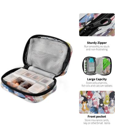 Buy Cartoon Horses Pill Pouch Bags - Small Medicine Purse with 8 Compartments for Daily Pill Organization - Ship Worldwide - Buy Online on GoSupps.com