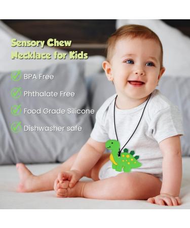 Nearbyme Baby Teething Necklace 2PACK Gray/Pink - Silicone Chewable Teether for Babies and Toddlers - Sensory Oral Motor Chew Tool for Aggressive Chewers - Buy Online on GoSupps.com