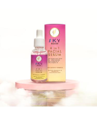 Sky Bliss Skin Serum | Hyaluronic acid | Vitamin C | Vitamin E | Niacinamide | Anti wrinkle | Face serum | Moisturizer | Anti aging | Skin care | 4 in 1 facial serum