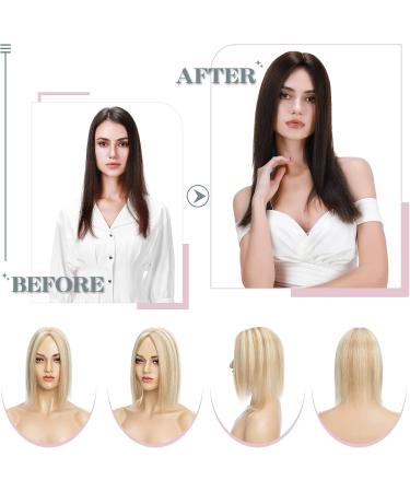 S-noilite Hair Toppers Human Hair for Thinning Hair Women Real Hair Topper Hair Piece Clip in Hair Topper Silk Base 100% Remy Real Human Hair 44g(#12/613 Golden Brown and Bleach Blonde 14 Inch) 14 Inch Golden Brown and Bleach Blonde - Buy Online on GoSupps.com