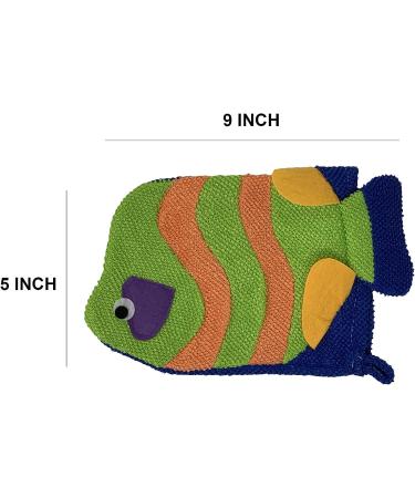 Colorful Fish Glove Washcloth and Loofah Set - Ideal for Kids and Adults Bath/Shower - Assorted Colors - Wholesale Bulk Lot - Buy Online on GoSupps.com