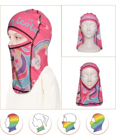 7-Mi Kids Balaclava Ski Mask | Windproof Winter Gear for Boys & Girls (Ages 6-12) - Cold Weather Sports Skiing & Cycling - Pink - Buy Online on GoSupps.com