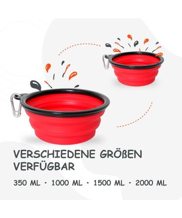 Travel Epf Hun Petsation - Foldable Dog Bowl 2000ml | Original Portable Pet Feeder & Water Bowl for Dogs - Ideal for On-the-Go & Everyday Use - Red - Buy Online on GoSupps.com