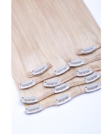 Clip In Extensions Set 100% Real Hair 7 pieces 70g Hair Extension 45cm Clip-In Hair Extension No. 60 White Blonde