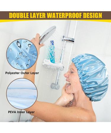 4 Pack Adjustable Waterproof Shower Caps for Women and Men - Reusable, Double Layer, Stylish Satin Hair Bonnet - Ideal for Long Hair - Solid Medium - PEVA Lined Shower Hat - Buy Online on GoSupps.com