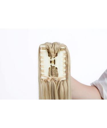 Silk-co 26 Straight Ash Blonde Mix Bleach Blonde Clip-In Ponytail Extension - Buy Online on GoSupps.com