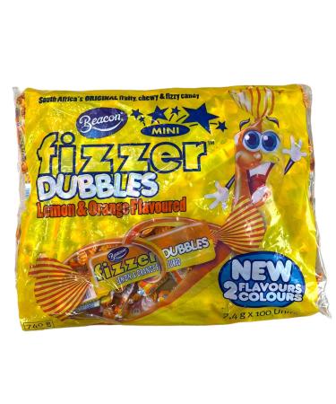 Beacon Fizzer Dubbles Lemon & Orange Flavoured Fruity Chewy & Fizzy Candy 740g (7.4g x 100 Units)