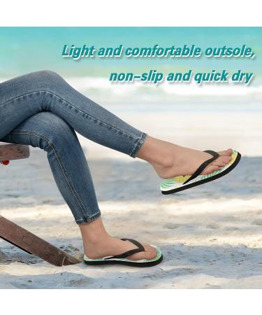 Mnsruu Yellow Palm Leaves Pineapple Flip Flops for Women & Men | Perfect for Home Hotel Spa & Travel - Buy Online on GoSupps.com