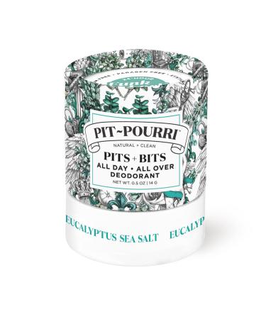 Pit Pourri Mini Pits + Bits All Day All Over Deodorant  Eucalyptus Sea Salt  Natural + Clean Sensitive Skin Safe  Travel Size (0.5 Oz)  (DE9028) Sea salt 0.50 Ounce (Pack of 1)