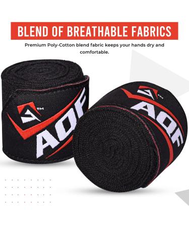 Buy AQF 4M Boxing Hand Wraps for Martial Arts - Elastic Protection Bandages for Men & Women - Ideal for MMA & Boxing - Black Color - Buy Online on GoSupps.com