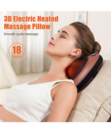 Shiatsu Massage Pillow & Device - Electric Back & Neck Massager with 18 Rotating Heads 3 Speeds - Ideal for Home Office & Car | International Shipping Available - Buy Online on GoSupps.com