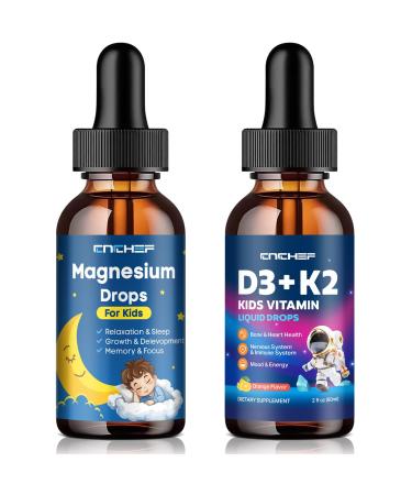 Magnesium Glycinate Liquid Drops for Kids Vitamin D3 K2 Drops for Kids