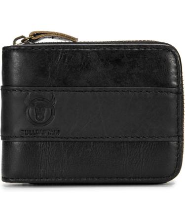 Leather Bifold Zipper Wallet for Men Travel Purse Pouch Gift Black - Buy Online on GoSupps.com