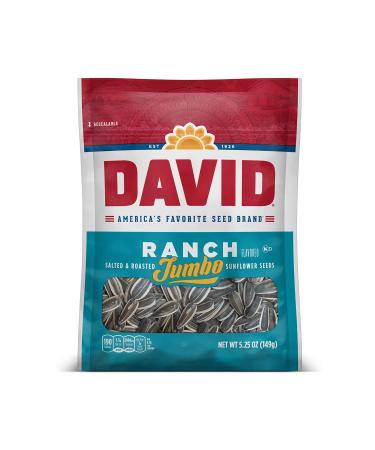 DAVID Seeds Roasted & Salted Ranch Jumbo Sunflower Seeds, Keto Friendly, 5.25 oz 5.25 Ounce (Pack of 1)