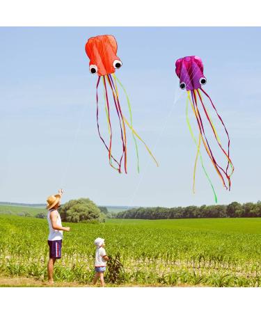 HENGDA KITE: Large Easy Flyer Octopus Kite for Kids - 31 Inches Wide - Perfect for Beach or Park - Orange & Purple - Buy Online on GoSupps.com