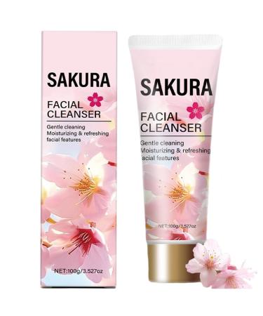 Cherry Blossoms Face Wash Exfoliating Hydrating Foaming Cream Face Cleanser Facial Cleanser for Double Cleansing Makeup Remover Deep Cleaning Balance Oil Water Non-Irritating & Hypoallergenic