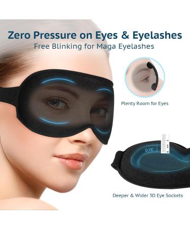 BeeVines 2 Pack Sleep Mask - 100% Blackout 3D Eye Masks for Men & Women | Zero Pressure for Side Sleepers | Includes Travel Pouch (Black & Pink - Buy Online on GoSupps.com