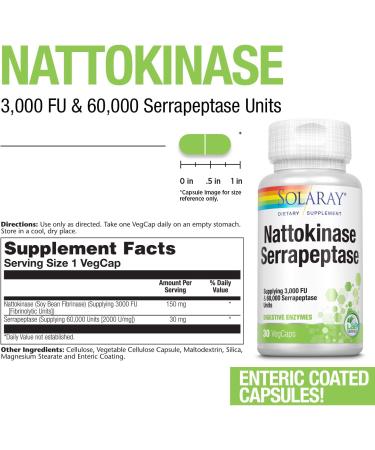 Solaray Nattokinase & Serrapeptase - 30 Vegetarian Capsules for Heart Health - Buy Online on GoSupps.com