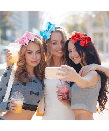 SIQUK 12-Piece Girls Headbands with Bow Ribbon - 4.5 Inch Grosgrain Bow Headbands in 12 Colors - Iridescent Hair Accessories - Buy Online on GoSupps.com