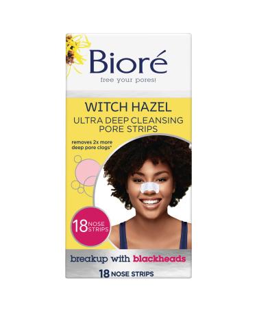 Bior Witch Hazel Blackhead Remover Pore Strips, Nose Strips, Clears Pores up to 2x More than Original Pore Strips, features C-Bond Technology, Oil-Free, Non-Comedogenic Use, 18 Count WITCH HAZEL PORE STRIPS 15 Count (Pack