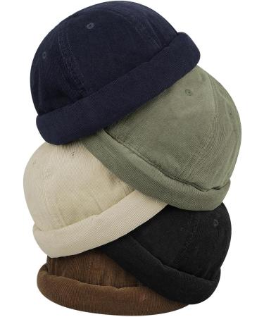 Clape Cotton Docker Cap for Men - Adjustable Seemanns Cap with Corduroy Brimless Design - Perfect Fishing Beanie - HBH01-Green - Buy Online on GoSupps.com