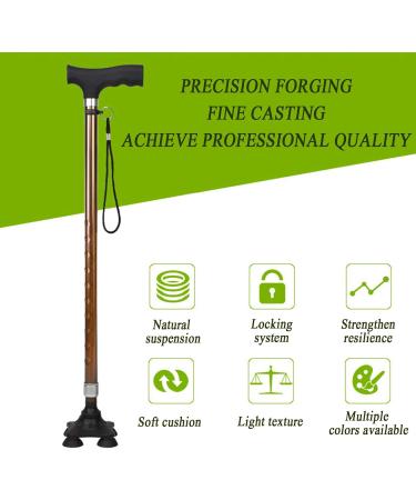 Four-Legged Elderly Crutches Aluminum Alloy Anti-Slip Telescopic Walking Stick for The Elderly Lightweight and Durable 10 Levels of Adjustment Interesting Brown - Buy Online on GoSupps.com