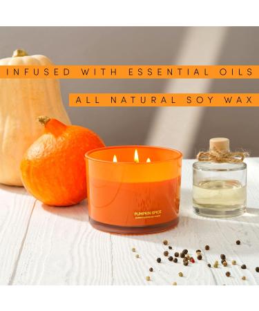 96NORTH Luxury Pumpkin Soy Candle | Large 3 Wick Jar | Natural Soy Wax | Aromatherapy Aesthetic | 50 Hours Burn Time | Halloween Fall Gift - Buy Online on GoSupps.com