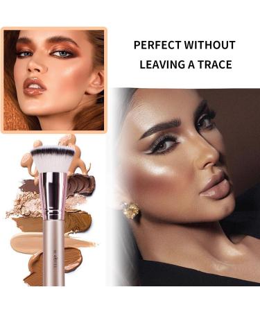 Flat Top Kabuki Foundation Brush for Liquid Makeup - Premium Big Brush with Fiber Bristles for Cream & Powder Makeup - Rose Gold - Buy Online on GoSupps.com