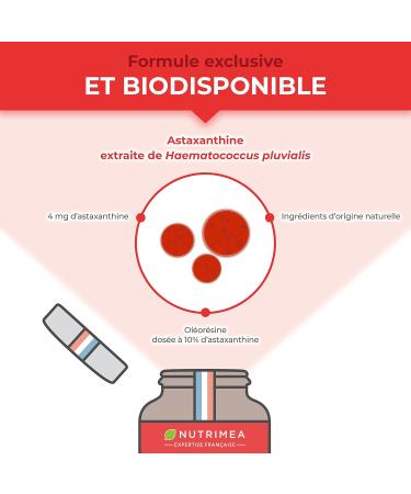 Astaxanthin - Haematococcus Pluvialis Extract 40 mg - 100% Natural - Vegan - Antioxidant - Premium Formula - 60 Capsules - Nutrimea - Made in France - Buy Online on GoSupps.com