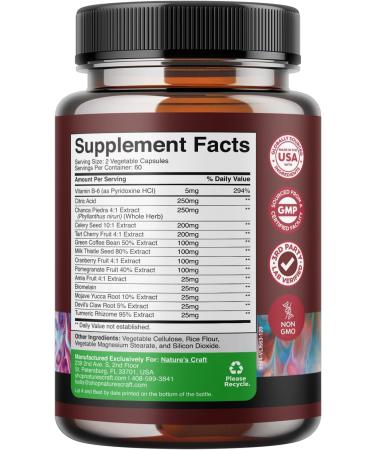 Herbal Uric Acid Cleanse & Detox - Daily Kidney Support Supplement with Tart Cherry Extract - 120 Capsules for Joint Health & Detox - Buy Online on GoSupps.com
