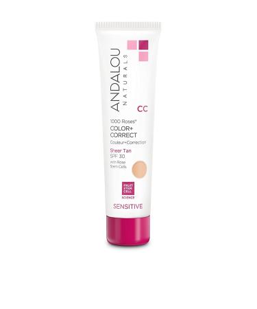 Andalou Naturals CC 1000 Roses Color Correct Sensitive SPF 30 - Sheer Tan 2 fl oz | Hydrating, Natural Skincare - Buy Online on GoSupps.com