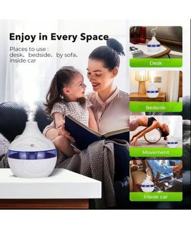 Mini USB Air Humidifier | Portable LED Light 130ml Mist Spray | Wood Grain Aroma Diffuser | Small Appliance for Bedroom Accessories - Buy Online on GoSupps.com