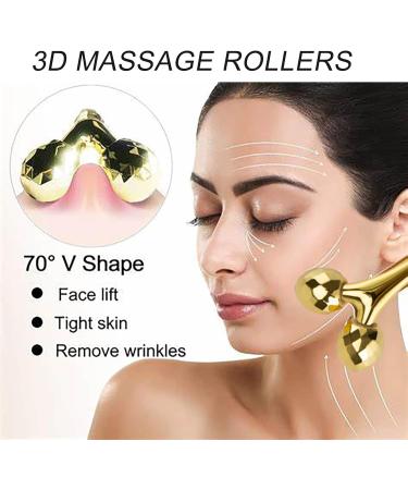 3Pcs 3D Face Roller Massage Stick Cooling Metal Facial Massage Tool Metal Face Roller Eye Puffiness Roller Face Massage Tools for Face Eyes Neck Body Muscle Relaxing Anti-Aging - Buy Online on GoSupps.com