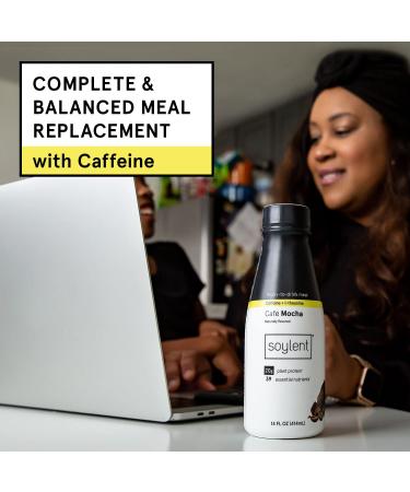 Soylent Cafe Mocha Meal Replacement Shake 20g Vegan Protein 12 Pack - Ready-to-Drink with Caffeine and L-Theanine | 14oz - Buy Online on GoSupps.com